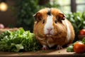 Lettuce Feast: Cute and Charming Guinea Pig\'s Snack Time