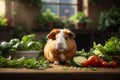 Lettuce Feast: Cute and Charming Guinea Pig\'s Snack Time