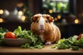 Lettuce Feast: Cute and Charming Guinea Pig\'s Snack Time