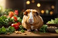 Lettuce Feast: Cute and Charming Guinea Pig\'s Snack Time