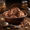 nutty brown ice cream and sweet chocolate syrup Royalty Free Stock Photo