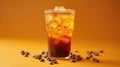 Indulge in iced cold brew coffee with pumpkin spice. Isolated on orange. Ai Generated