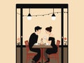 Romantic Valentine\'s Day Dinner Illustration