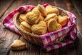 A Delicate Display of Homemade HeartShaped Biscuits A Panoramic View of Tender Homemade Treats in a Charming Pink Royalty Free Stock Photo