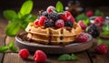 Indulge in the irresistible delight of mouthwatering waffles topped with luscious berries