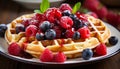 Indulge in the irresistible delight of mouthwatering waffles topped with luscious berries