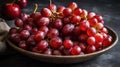 A bunch of vibrant red grapes great for snacking or served with cheese created with Generative AI