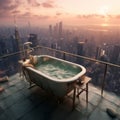 Sky High Serenity: Rooftop Bathtub Escape