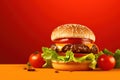 Colorful Cravings: Burger Temptation with Fresh Lettuce Tomatoe and Cheese Ai Generated Illustration