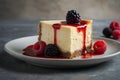 Delicious cheesecake with a berry topping. Royalty Free Stock Photo