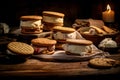 Indulge in nostalgia with Ice Cream Uncles Sandwiches on a rustic wooden table.