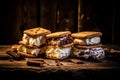 Indulge in nostalgia with Ice Cream Uncles Sandwiches on a rustic wooden table.