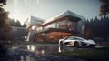 Opulent Living: A Luxury House with Sleek Supercars