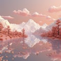 Pastel Dreams: Serene Landscapes in Soft Hues. Generative AI