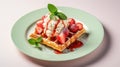 Indulge in the perfection of Viennese waffles complemented by creamy ice cream, a dessert masterpiece, Ai Generated
