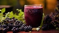 Elderberry Juice placed on a wooden table