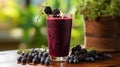 Elderberry Juice placed on a wooden table