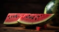 A plump and juicy watermelon slice sweet and refreshing on a hot day created with Generative AI