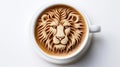Majestic Sip: Cappuccino Art Reveals a Regal Lion Profile