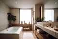 Tranquil Spa-Inspired Bathroom: Natural Materials, Minimalist Design, and Neutral Color Palette