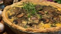 A savory and flaky mushroom quiche with a buttery crust created with Generative AI