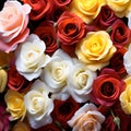 Chromatic Charms: Valentine\'s Bouquet Featuring Multicolored Roses Royalty Free Stock Photo