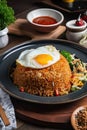 Indulge in the scrumptiousness of fried rice, a culinary masterpiece, nasi goreng Royalty Free Stock Photo