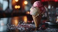 Ice cream in a cone, a real treat