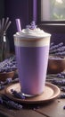 Lavender latte drink illustration AI Generated Royalty Free Stock Photo