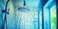 Shower Time Splendor Close-Up of Water Pouring from Shower Head - Generative AI