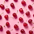 Indulge in the sumptuous beauty of perfectly ripe, ruby-red cherries, solid color tones.