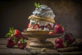 Indulge in Sweet Bliss: Savory Flapjacks with Creamy Whipped Topping and Juicy Fresh Strawberries, ai generative