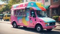 Indulge in Sweet Delights from the Ice Cream Truck on National Ice Cream Sundae Day.AI Generated