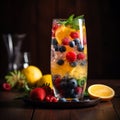 Colorful and fruity Spris with fresh fruit