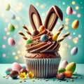 Easter Delight, Cupcake with Chocolate Bunny Ears