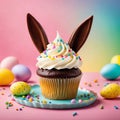 Easter Delight, Cupcake with Chocolate Bunny Ears