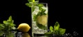 Citrus Symphony: A Refreshing Glass of Iced Lemonade Garnish - AI Generative