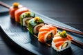 Savor the Flavors of Exquisite Sushi with Vibrant Colors and Close-Up Detail with Generative AI