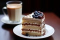 Indulge in the Tempting Delight of a Moist Slice of Cake Paired Perfectly with a Rich Cup of Coffee