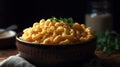 A bowl of creamy cheesy macaroni and cheese created with Generative AI Royalty Free Stock Photo