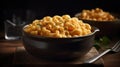 A bowl of creamy cheesy macaroni and cheese created with Generative AI Royalty Free Stock Photo