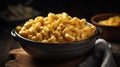 A bowl of creamy cheesy macaroni and cheese created with Generative AI Royalty Free Stock Photo