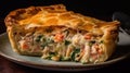 A buttery flaky seafood pie with chunks of fresh crab shrimp and lobster created with Generative AI Royalty Free Stock Photo