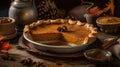 A creamy and rich pumpkin pie with a warm spice blend created with Generative AI