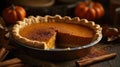 A creamy and rich pumpkin pie with a warm spice blend created with Generative AI