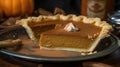 A creamy and rich pumpkin pie with a warm spice blend created with Generative AI