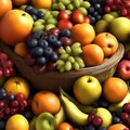 Bountiful Fruit Basket: A Colorful Cornucopia of Nature\'s Sweet Gifts. Royalty Free Stock Photo