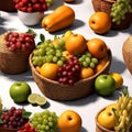 Bountiful Fruit Basket: A Colorful Cornucopia of Nature\'s Sweet Gifts. Royalty Free Stock Photo