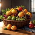 Bountiful Fruit Basket: A Colorful Cornucopia of Nature\'s Sweet Gifts. Royalty Free Stock Photo