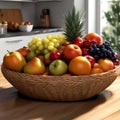 Bountiful Fruit Basket: A Colorful Cornucopia of Nature\'s Sweet Gifts. Royalty Free Stock Photo